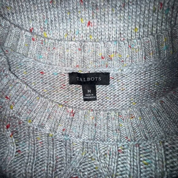 Talbots Cable Knit Gray Sweater Dress With Multi-Colored Speckles All Over Sz M - Picture 13 of 15